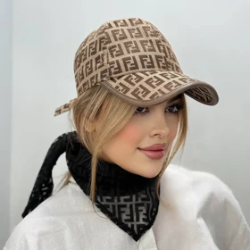کلاه بیسبالی فندی لبه چرم