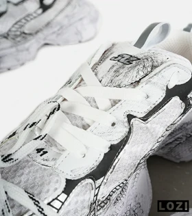 کفش کتانی مردانه و زنانه سفید مشکی Balenciaga 3XL مدل 7274