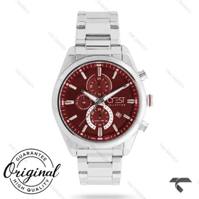 ساعت کرست مردانه 6334-2 فول دیت صفحه قرمز Crest-11025-G