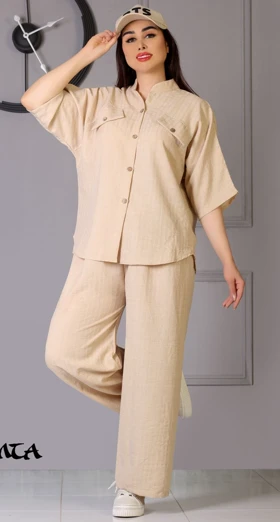 ست شومیز باکسی و شلوار بگ (HA-1-2228)