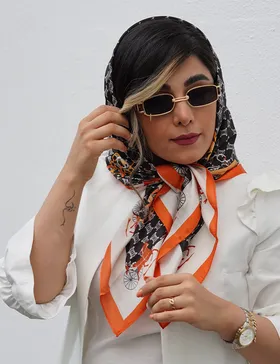 روسری ساتن ابریشم مشکی از برند هرمس سابرینا