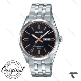 ساعت کاسیو مردانه MTP-1335D-1A2V صفحه مشکی ایندکس رزگلد Casio-10364-G