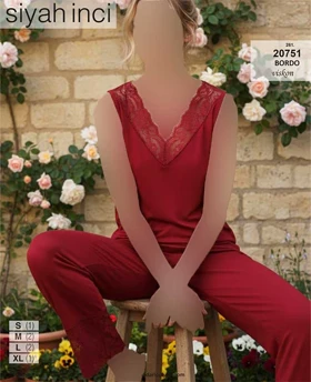 تاپ شلوار زرشکی  سایز نرمال سیاه اینجه کد 20751