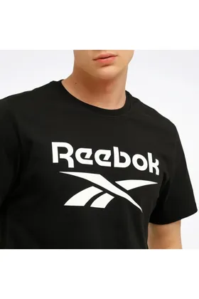 تیشرت مردانه یقه گرد مشکی لوگوی هویتی REEBOK IDENTITY STACKED L