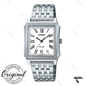 ساعت کاسیو مستطیلی مردانه MTP-B190D-7BV سیلور صفحه سفید Casio-10378-G