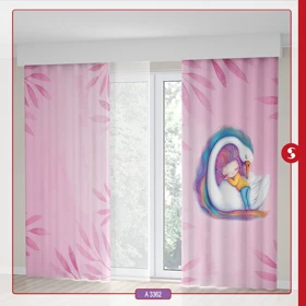 پرده پانچی اتاق کودک برند مینوریا طرح دخترانه کد p-496