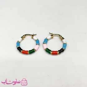 گوشواره حلقه‌ای فانتزی چند رنگ کد 90
