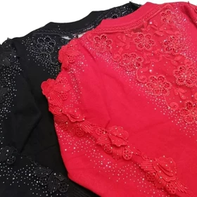 بلوز بافت مجلسی زنانه گپ ترک گل برجسته