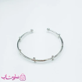 بنگل زنانه نقره ای با دایره های کوچک کد 1790