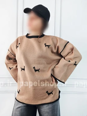 بلوز بافت یقه گرد طرح سگ