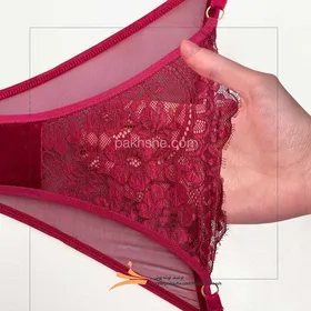 ست جکدار مخمل اناری فنردار برند نوشه پوش
