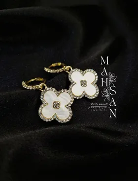 گوشواره زنانه فانتزی مدل فاریا ونکلیف نگین‌دار
