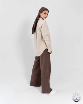 شومیز زنانه لینن کرمی روشن H&M