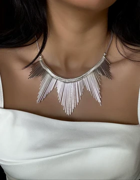 گردنبند وارداتی خورشید نقره ای