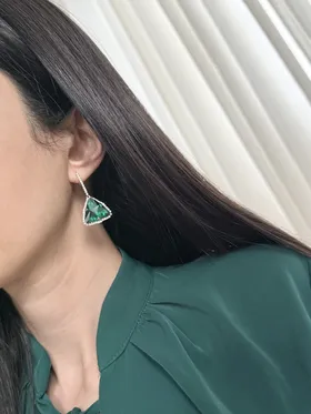 گوشواره مجلسی فول نگین طرح مثلث