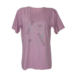 تیشرت زنانه نگین‌دار ویسکوز قواره دار