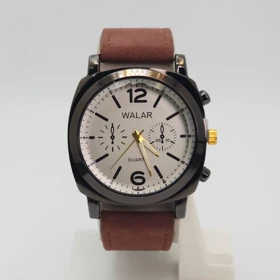 ساعت مچی مردانه والار Walar WG0239 با موتور کوارتز و سبک 3موتوره (عسلی)