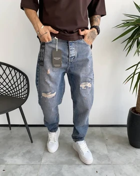 شلوار مام فیت آبی زاپ‌دار RAG&BONE