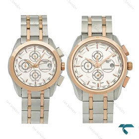 ساعت مچی ست تیسوت سه موتوره دورنگ رزگلد صفحه سفید Tissot-8270-S