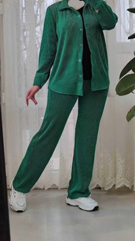 ست شومیز دکمه دار و شلوار 4536