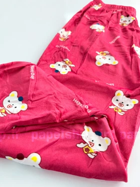 شلوار مخمل استیکردار طرح خرس