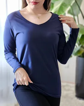 بلوز بیسیک یقه هفت نخ‌پنبه
