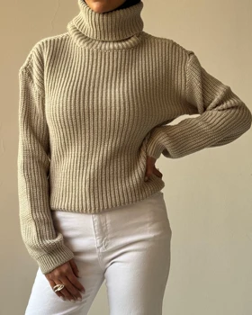 کراپ بافت یقه اسکی  کد 1500151 (خاکی)