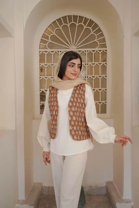 وست زنانه جلیقه مدل ریما (آجری)