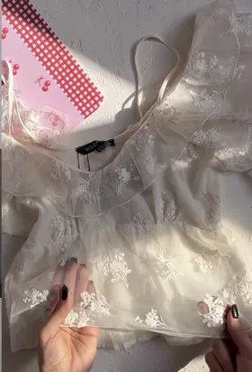 کراپ تور گیپور گلدوزی 😍✨🤍
