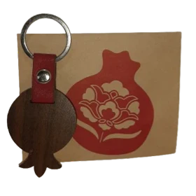 جاکلیدی چرم و چوب طرح انار + فال حافظ