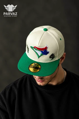 کلاه کپ بک فیت مستر کوالیتی وارداتی FIFTY 59 مدل Toronto Blue Jays _ کرم نقاب سبز
