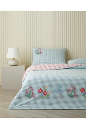 سرویس روتختی دو نفره English Home مدل Pastel Gingham پنبه‌ای - صورتی