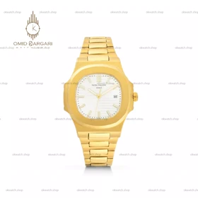 ساعت مچی پتک فیلیپ ناتیلوس صفحه سفید بند طلایی Patek Philippe Nautilus