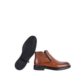 بوت مردانه دو زیپ عسلی و مشکی 506