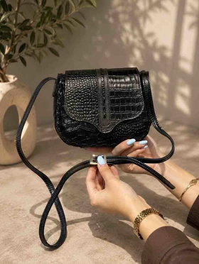 کیف چرم مشکی سنگی چرم اصل گاوی