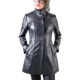 کاپشن چرم زنانه مشکی سمیرا