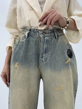 شلوار جین بگ زنانه کمر کش