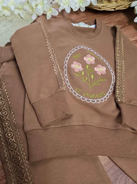 بلوز شلوار دخترانه نواردوزی شده