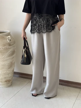 شلوار لینن طوسی هیمه استایلیش