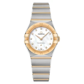 ساعت امگا کانسلیشن زنانه دورنگ طلایی ایندکس نگین Omega Constellation silver gold