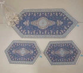 ست 3 تکه رومیزی جلو مبلی ترمه هاشمی کد 16