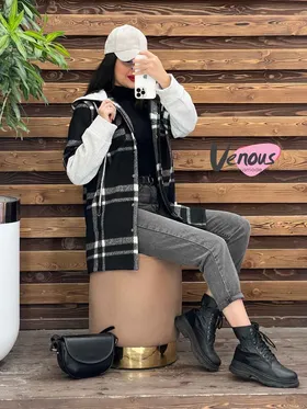 پالتو چهارخونه آستین دورس