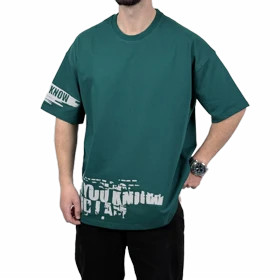 تیشرت آستین کوتاه مردانه سبز دونخ مدل KNOW