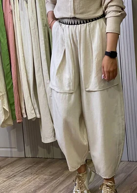 شلوار لینن سنبادی کرم