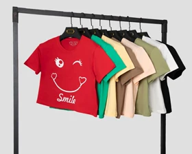 کراپ تیشرت زنانه سوپرنخ مدل SMILE