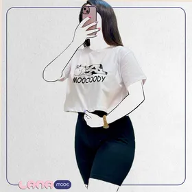 ست کراپ و شرتک پنبه سوپر لاکرا با طرح مودی