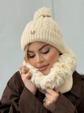 ست شال و کلاه رینگی پروانه