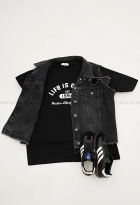 تیشرت باکسی life is goodکد1005125