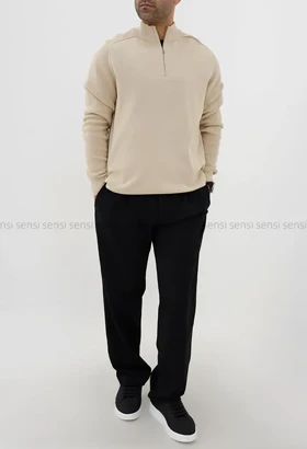 بلوز بافت یقه 5سانت نیم زیپ مردانه کد20000041