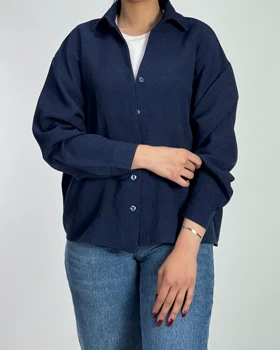 شومیز شانتون یقه هفت کد 500528 (سرمه اى)